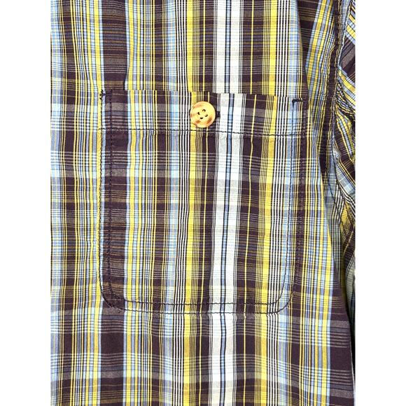 Duluth Trading Mens SS Plaid Blue Button Down Top Shirt Cotton Mens XL - Picture 3 of 6